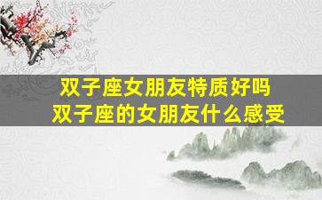 双子座女朋友特质好吗 双子座的女朋友什么感受